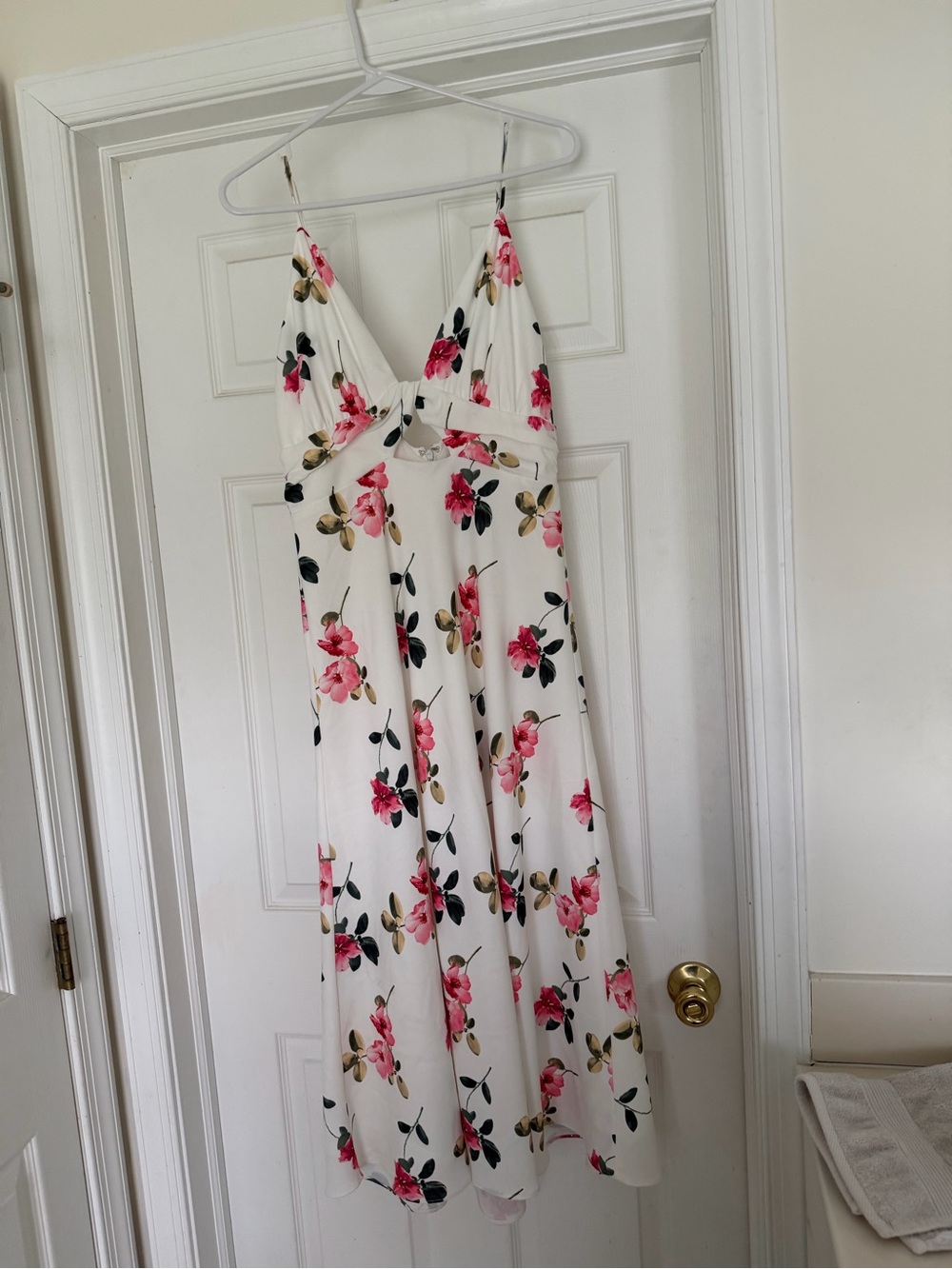 Alexia Admor Cream Maxi Dress with Pink Floral Print